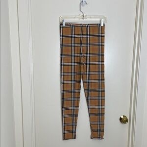 New Mix Tan Plaid Leggings NWOT